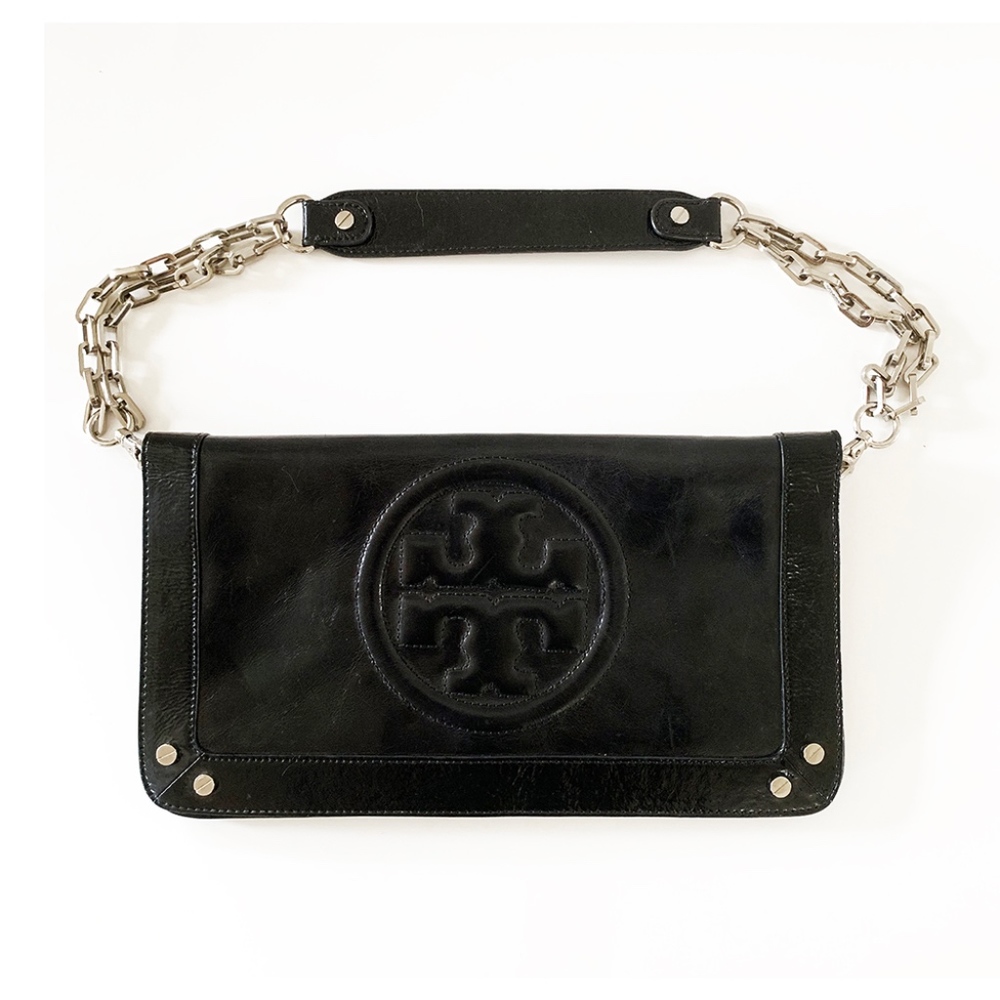 Tory Burch Reva Black Leather Convertible Clutch